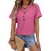 2024 European And American Cross-Border Spring/Summer New V-Neck Button Solid Color Polka Dot Loose Short-Sleeve_ecoleips.com