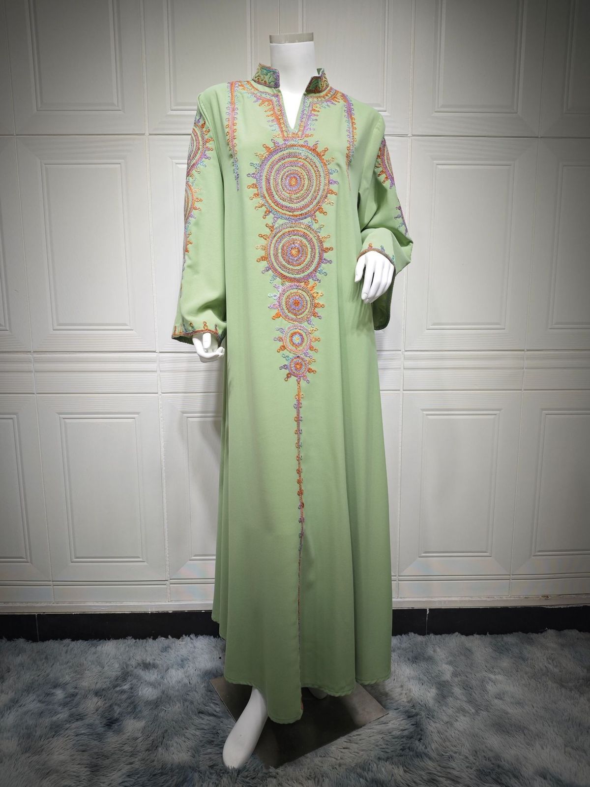 Verve AB431 Muslim Clothing Dubai Abaya Embroidered Arabic Women's Robe_ecoleips.com
