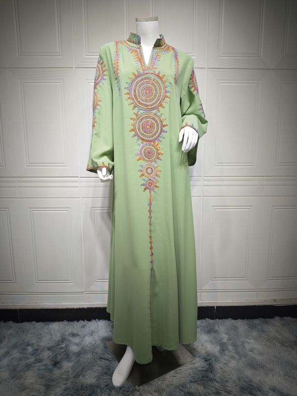 Verve AB431 Muslim Clothing Dubai Abaya Embroidered Arabic Women's Robe_ecoleips.com
