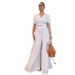 Women's Clothing Solid Color Waist Loose Flared Pants Suit Two Piece Set_ecoleips.com