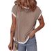 2026 Women's Short-sleeved T-shirt Basic Ribbed Knitted T-shirt Spring And Summer Casual Outing Top_ecoleips.com