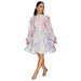 Floral Print Lantern Sleeve Dress With Belt – Boho Chic Button-Up Mini Dress (Light Pink/Blue/Yellow, S-XXL)_ecoleips.com