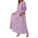 European And American Plus Size Women's Loose Bohemian Round Neck Lantern Sleeve Sweet Girl Dress_ecoleips.com