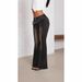 Women's Clothing Low Rise Flared Pants Sun Buckle Frayed Hem Flattering Straight Leg Cut Denim Clothing_ecoleips.com
