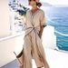 Women's Clothing Women's Solid Color Short Sleeved Jumpsuit Autumn Versatile Simple Style For Formal & Casual For Women_ecoleips.com