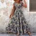 Retro Printed Dress, Fashionable And Elegant, V-neck Short Sleeved Jumpsuit, Long Skirt, Women's Clothing_ecoleips.com