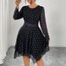 Elegant Bow-Print A-Line Dress – Slimming Black Dress With Flowy Chiffon Fabric_ecoleips.com