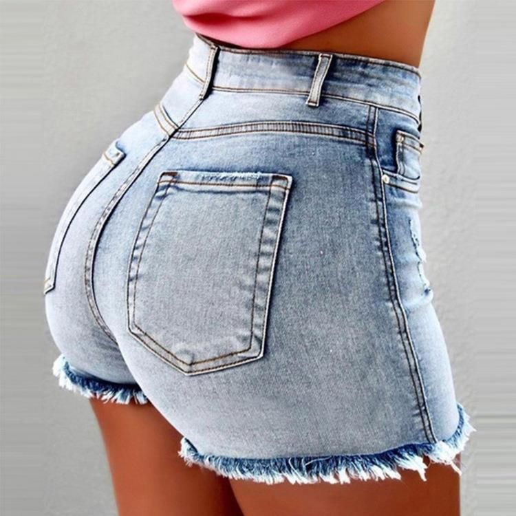Women’s Clothing women's denim shorts tassel ripped high waist jeans hot pants_ecoleips.com