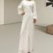 Elegant Women's Sequined Maxi Dress Autumn Dubai Style Round Neck Long Sleeve With Belt Middle East Fashion_ecoleips.com