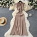 Women's Retro High-End Sleeveless Knitted Dress With Hollow Out Waist Cinching Long Skirt For Summer Style_ecoleips.com