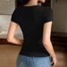 Voya Squar-nck Lac Short-slv Top, Nw Summr Dsign With Ti Straps, Slim-fit, Vrsatil Short T-shirt For Forign_ecoleips.com