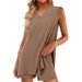 Men's Breathable V-Neck Sleeveless Shirt And Shorts Set Summer Outfit with Side Slits And Pockets_ecoleips.com