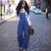 Women's Clothing Loose Denim Suspenders Fashion Multi Pocket Jumpsuit_ecoleips.com
