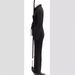 Women's Clothing elegant mesh sleeves V neck button pockets high waist lace up solid color slim jumpsuit_ecoleips.com