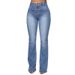 Women's Clothing Women's High Waist Stretch Flared Jeans - Comfortable Cotton Denim Pants For Casual & Office Wear (Dark Blue, Light Blue)_ecoleips.com