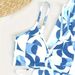 Women's Clothing Blue And White Geometric Print Drawstring Bikini Top Shorts Three Piece Set Holiday Style Sun Protection Cardigan Swimsuit_ecoleips.com