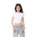 Trendy High-Waisted Pure Cotton Short T-Shirt, Short Sleeve, Summer Vintage Waist-Exposed Design, Niche Women's Top, Ins_ecoleips.com