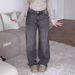 Women's High-Waisted Baggy Jeans – Oversized Straight Leg, Washed Gray Denim, Long & Flowy, Streetwear Chic For Casual & Edgy Looks_ecoleips.com