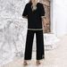 Diyun European And American Resort Style Short Sleeve Sweater Straight Long Pants Set Women's Clothing 2025 Fall/Winter_ecoleips.com