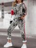 Women's Clothing Spring And Autumn Sports Leisure Suit Creative Design Leopard Pattern Long Sleeve Trousers Two Piece Suit WA28+ML4_ecoleips.com