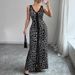 Women's Clothing Leopard Print Sleeveless V Neck Long Dress Slim Fit Sexy Fashionable Slit Hem Style Women's Dress_ecoleips.com
