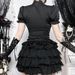 Cross Stitched Positioning Women's Shirt Top New Spring Style Subculture Dark Sweet Cool Hot Girl Clothing_ecoleips.com