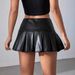 Sexy High-Waist Pleated Mini Skirt – Anti-Slip Bodycon PU Leather Skirt For Nightclub & Party (S-XL)_ecoleips.com