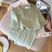 Women's Clothing Round Neck Short Sleeve Dress Sweet Solid Color Versatile Knitted Skirt_ecoleips.com