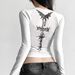 Fashion Street Print Women's Top Long Sleeved round Neck Cropped European American Style Slim Fit Flattering Versatile Wholesale_ecoleips.com