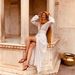 Women's European And American 2023 New French Retro V-neck Waist-Cinching Pleated Loose Slit Elegant Long-Sleeve Dress_ecoleips.com