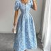 Women's Clothing Daisy Embossed Dress American Style Short Sleeve A-Line Skirt Casual Summer Fashion Thin Material_ecoleips.com