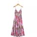 Tie-Dye Print Wrap Waist Slip Dress, Flattering Bodycon Midi Dress With Adjustable Tie, French Style Elegance For Women_ecoleips.com