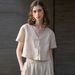 Summer French Style Pure Linen Top Women's Vintage Inspired V Neck Short Sleeved Cropped Shirt 2026_ecoleips.com