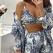 K Women's New Retro Shirt, Camisole Shorts Set, Ink Printed Fashionable Three Piece Set_ecoleips.com