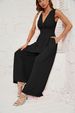 Women's Clothing High Waist Wide Leg Pants Fashion Street Style Polyester No Sleeve Jumpsuit_ecoleips.com