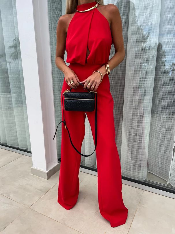 Women's Clothing Summer Women's Clothing Ins New Fashion Half High Collar Sleeveless Slim Jumpsuit_ecoleips.com