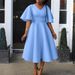 D3191 Women's Fashion 2023 New Bell Sleeve V-Neck Stylish Elegant Large Hem European And American Dress_ecoleips.com