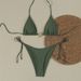 Women's Sexy Swimsuit Solid Color Tie up Backless Two Piece Three Piece Bikini High Elasticity Cross Border Foreign Trade 2025_ecoleips.com