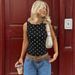 2025 Summer New Fashion Polka Dot Print Slim Fit Round Neck Sleeveless Top Women's Wholesale_ecoleips.com