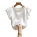 Elegant Satin Women's Shirt European American Style Summer 2026 Solid Color Short Sleeved round Neck Top for Women_ecoleips.com