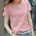 Jiezhe Cotton V-Neck T-Shirt With Dopamine-Inspired Color Scheme That Helps Slim The Figure And Conceal Excess Fat; Suit_ecoleips.com