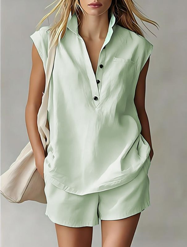 Women's Casual Sleeveless Short Suit Style_ecoleips.com
