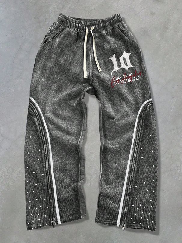 Unisex High Street Baggy Pants With Retro Dark Print - Comfortable & Stylish Streetwear For Men & Women_ecoleips.com