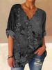 Verve 2025 Autumn Wave Collar Cotton Linen Printed Long Sleeve Shirt Women's Fashion_ecoleips.com