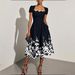Women's Clothing Short Sleeve Dress Formal Dress Digital Printing Square Collar Dress_ecoleips.com