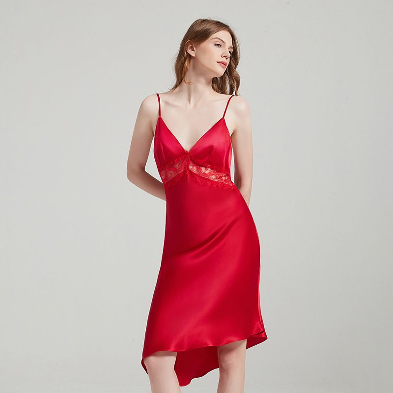 Aria Basics Aria Basics Butterfly Embroidery European And American Lace Nightdress Backless Sexy Slip Dress 100% Mulberry Silk Skin-friendly_ecoleips.com