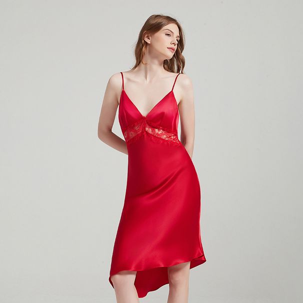 Aria Basics Aria Basics Butterfly Embroidery European And American Lace Nightdress Backless Sexy Slip Dress 100% Mulberry Silk Skin-friendly_ecoleips.com