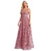 Women's Clothing High Quality New Sleeveless Double V Neck Mesh Printed Full Back Zipper Large A Line Evening Dress Party Long Dress_ecoleips.com