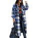 New Long-sleeved Loose Button Plaid Shirt Woolen Jacket Long_ecoleips.com