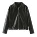 Vintage-Inspired PU Leather Jacket For Women – Slim-Fit Biker Style With Zipper Detail (Black/Burgundy, S-L)_ecoleips.com